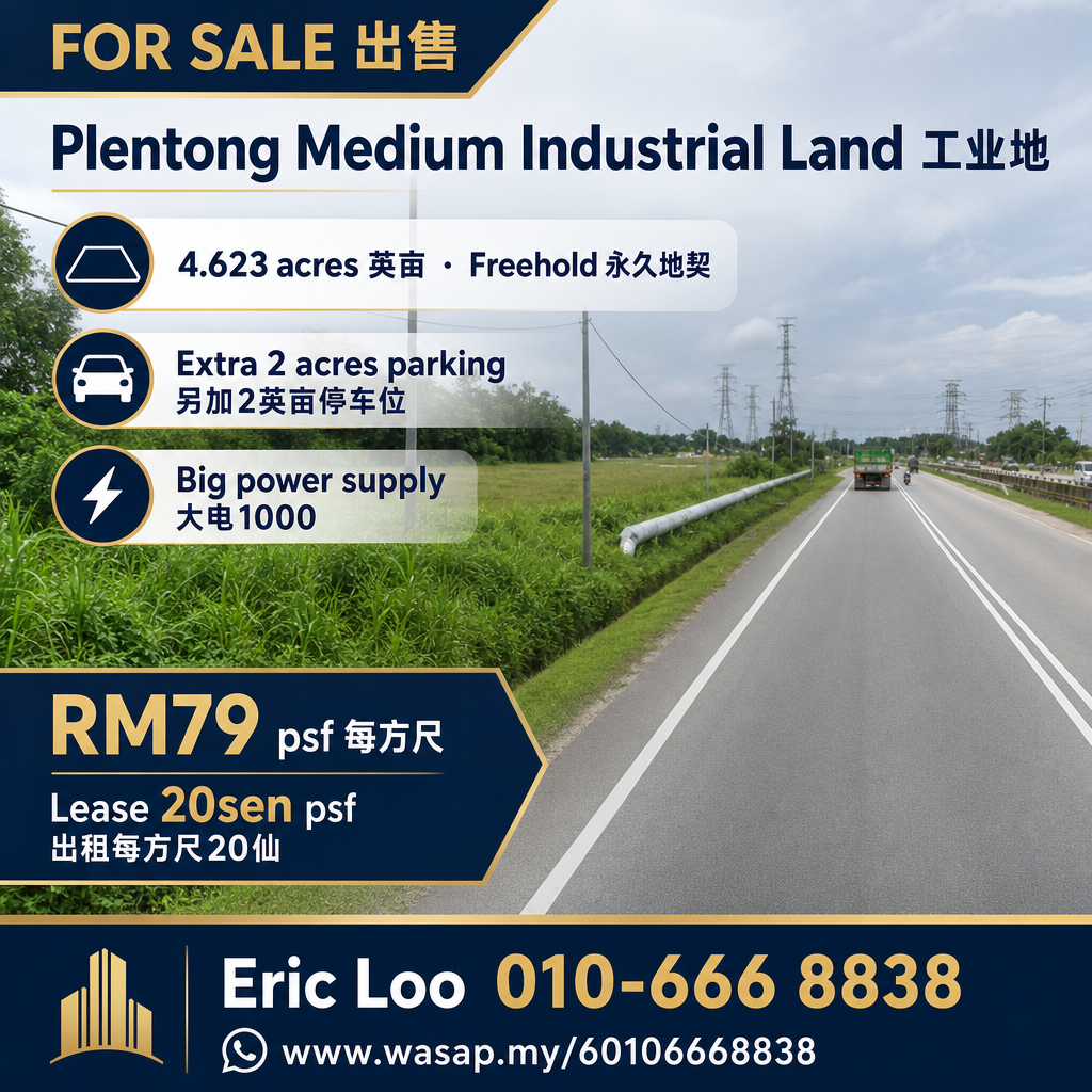 Plentong Medium Industrial Land Medium Industrial Land (For Sale / For Lease) — Hartanow